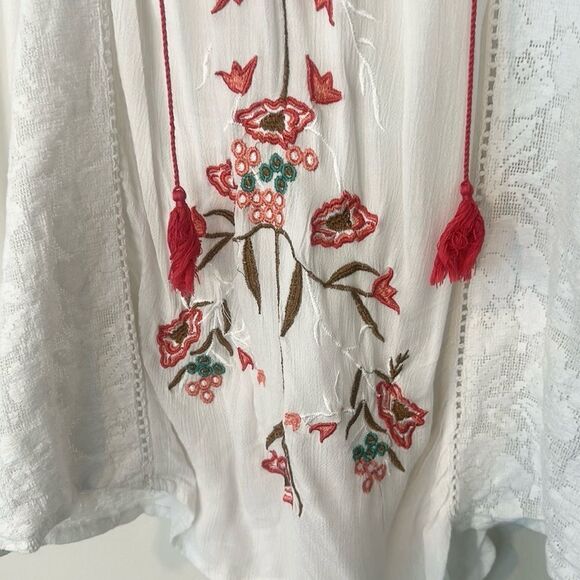 Boho Me White Embroided Blouse M - Picture 3 of 8